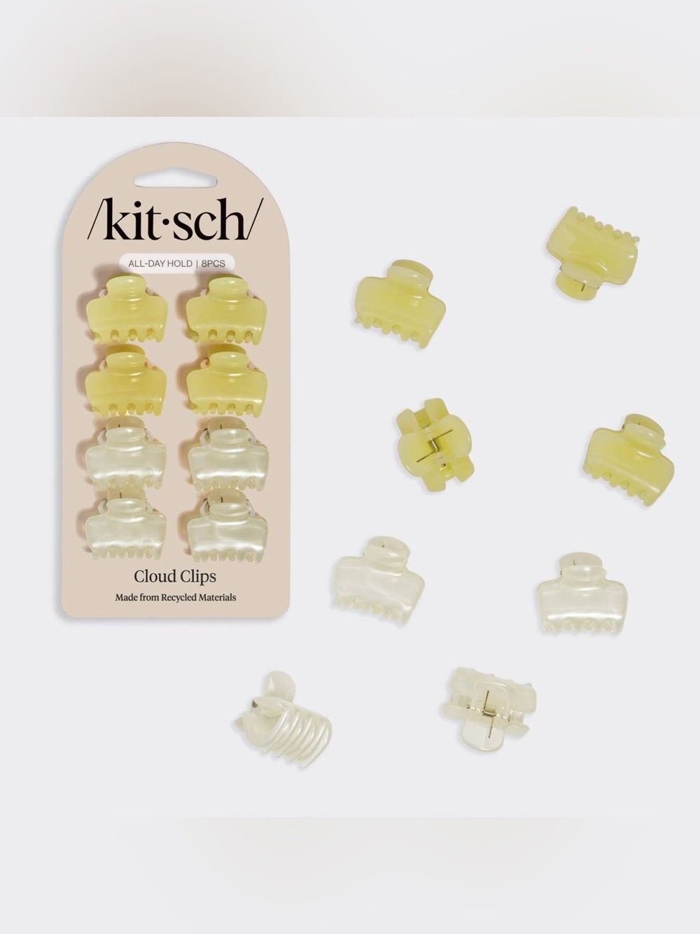 Pearlized Cream & Butter Yellow Mini Jelly Cloud Clips 8pc Set